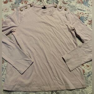 Express Light Pink Long Sleeve Top with Gold Buttons